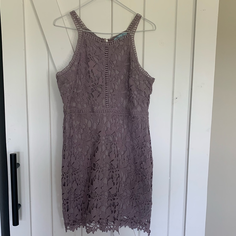 Plum lace halter sun dress